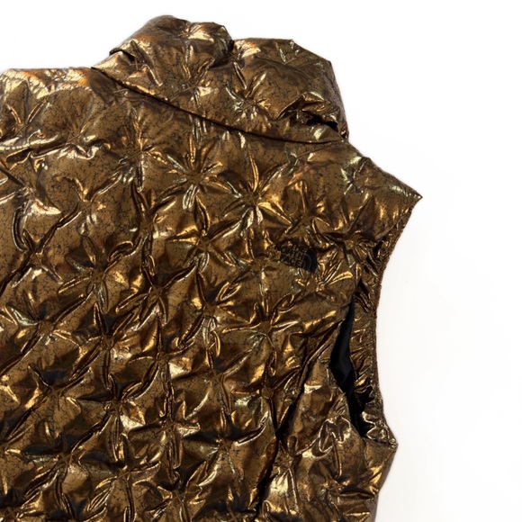 The North Face Vest Jacket Womens Medium Black Gold Puffer Quilted - Picture 5 of 9